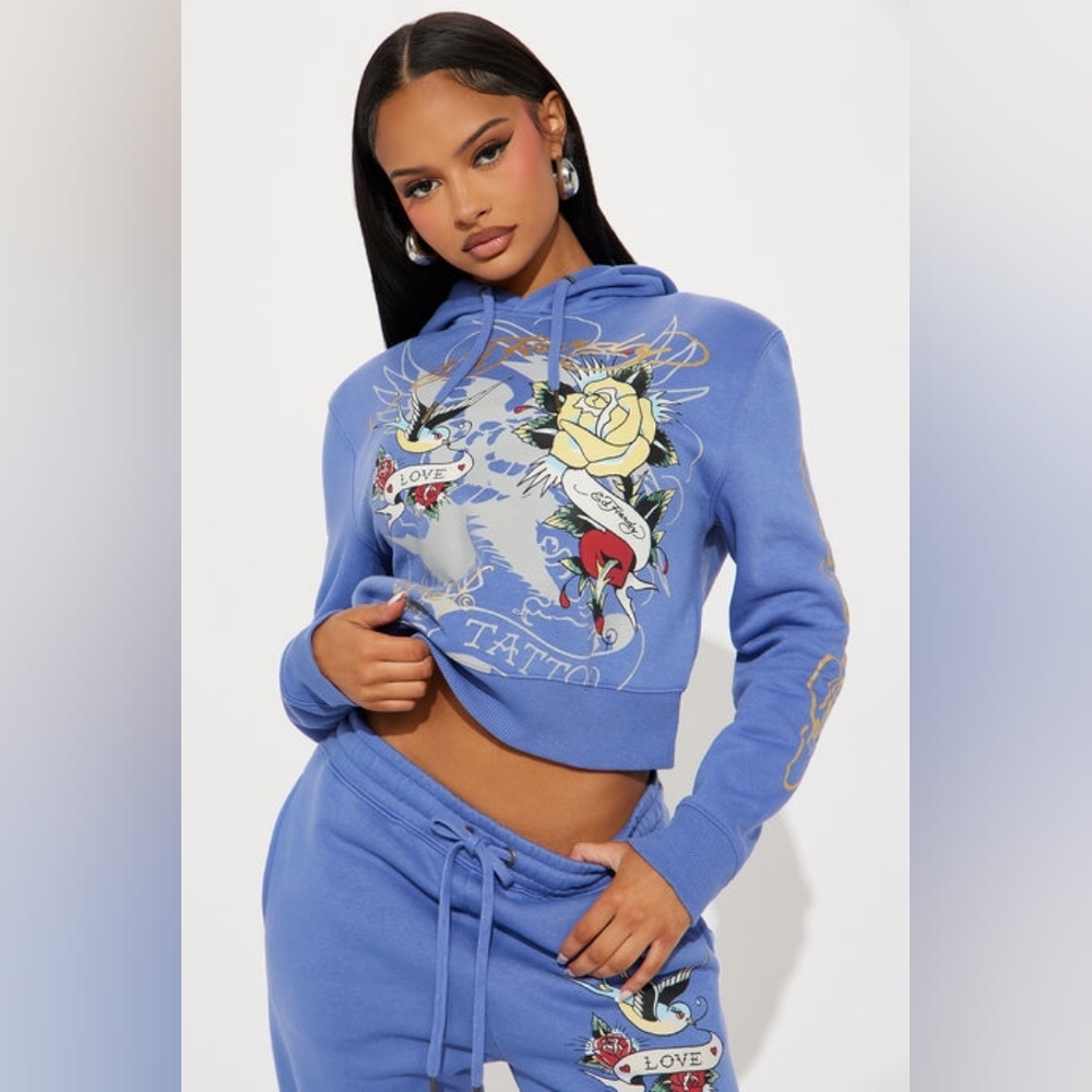 Ed Hardy Brave Eagle Cropped Hoodie